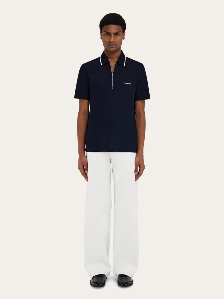 Ferragamo Cotton polo shirt with zip closure