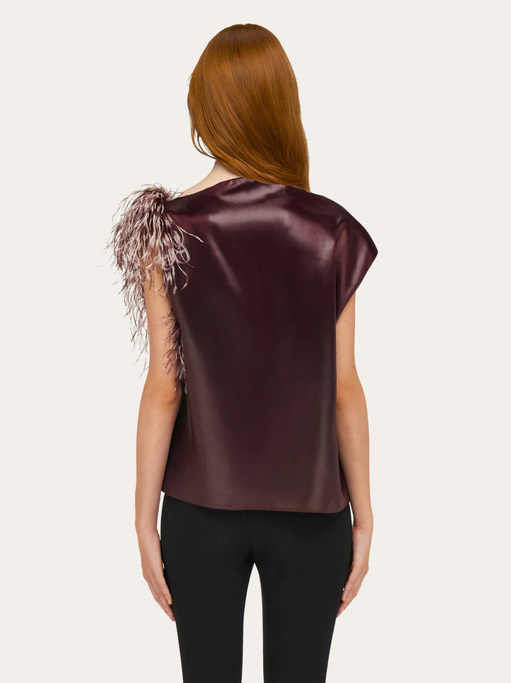 Ferragamo Asymmetric top with feather bouquet