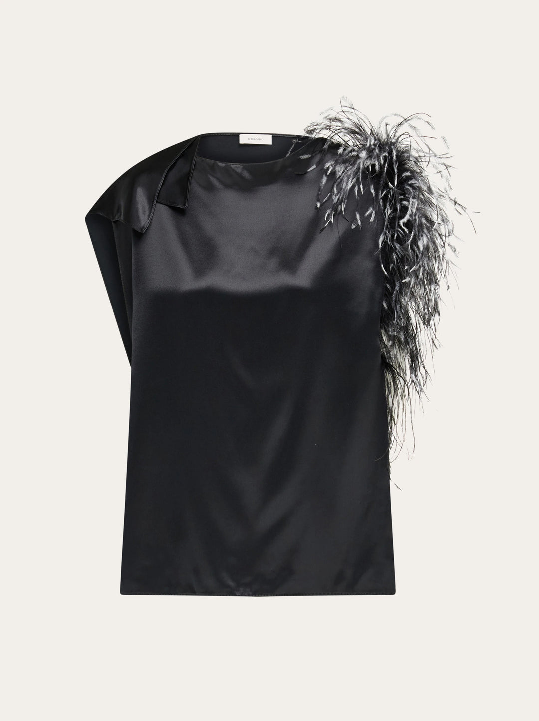 Ferragamo Asymmetric top with feather bouquet