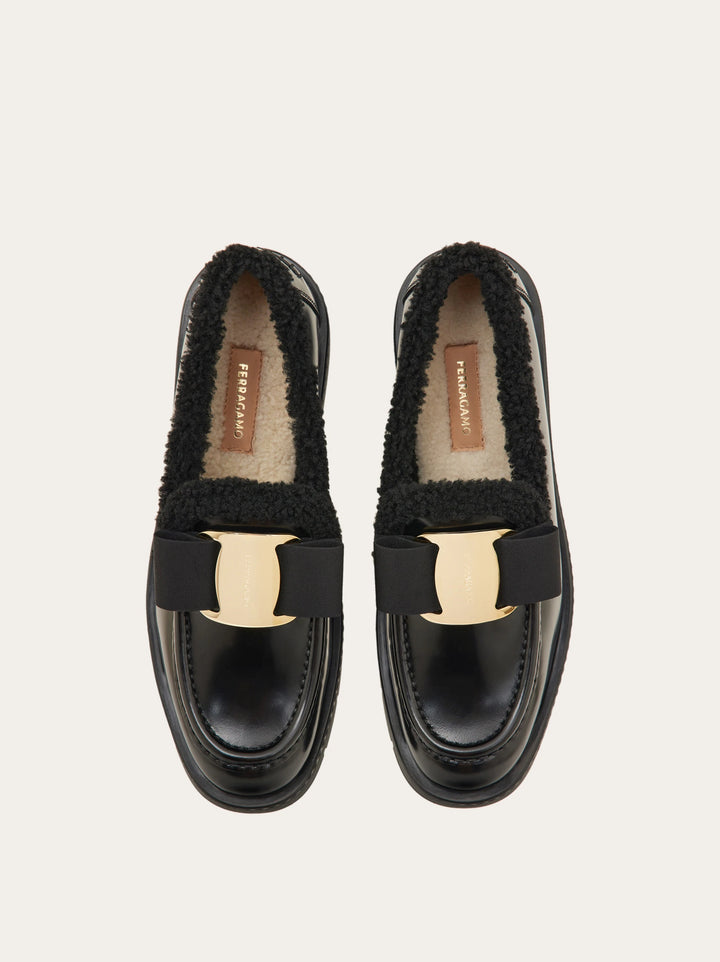 Ferragamo Merino wool lined Vara Bow loafer