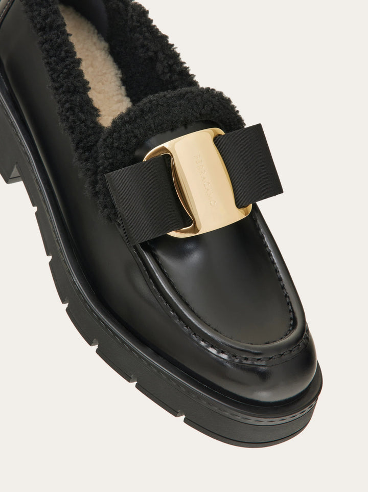 Ferragamo Merino wool lined Vara Bow loafer