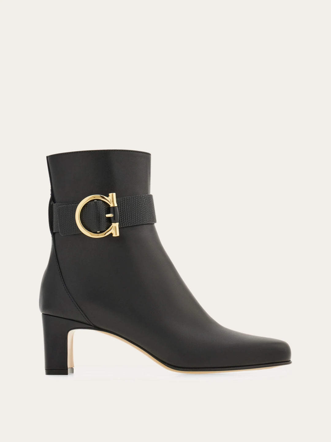 Ferragamo Gancini ornament mid heel ankle boot