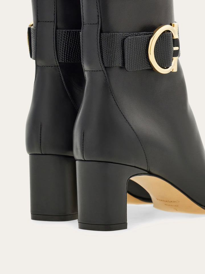 Ferragamo Gancini ornament mid heel ankle boot