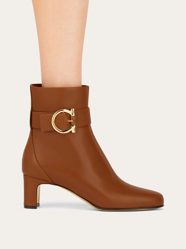 Ferragamo Gancini ornament mid heel ankle boot