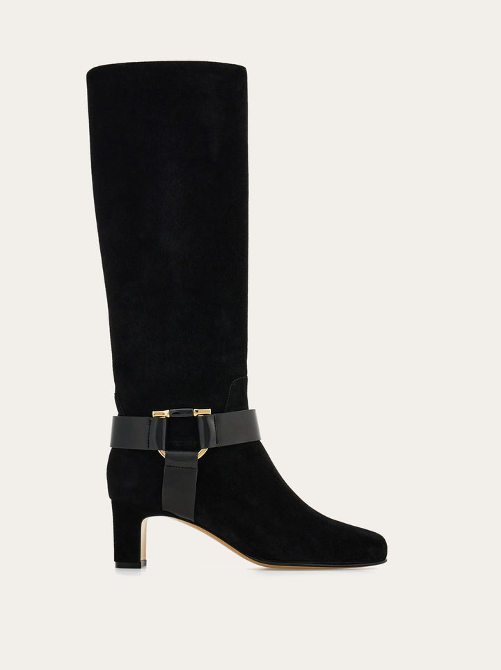 Ferragamo Gancini ornament knee high boot