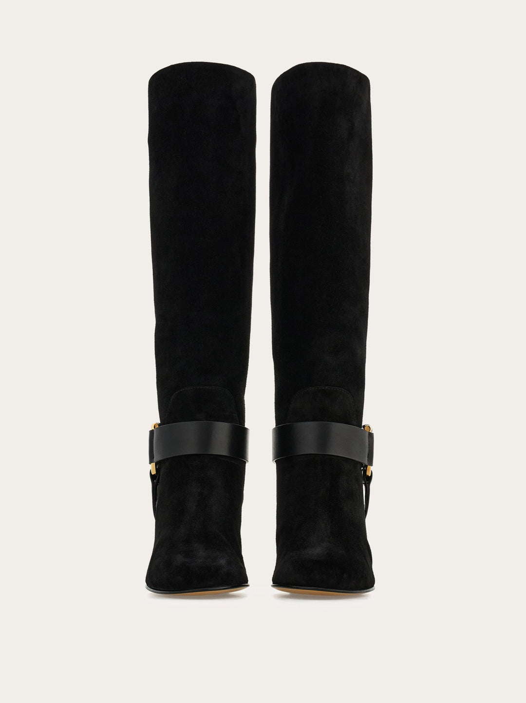 Ferragamo Gancini ornament knee high boot