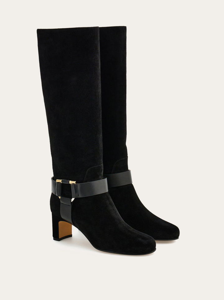 Ferragamo Gancini ornament knee high boot