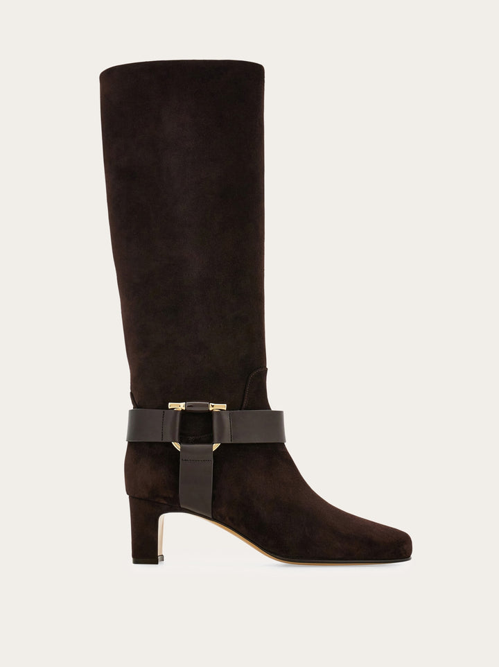 Ferragamo Gancini ornament knee high boot