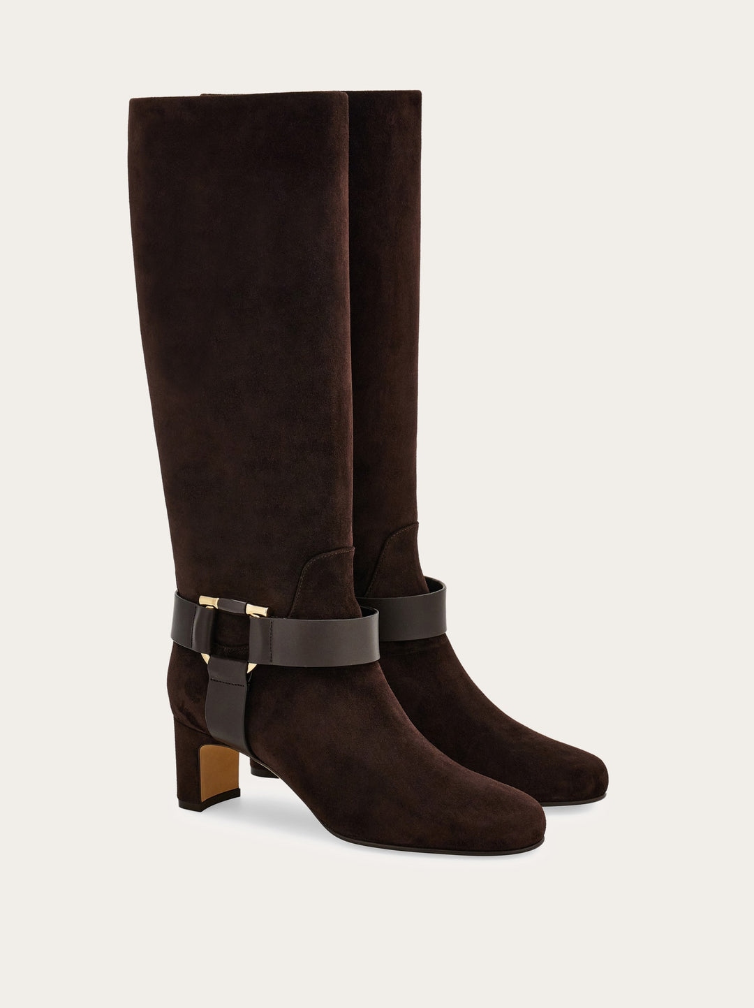 Ferragamo Gancini ornament knee high boot