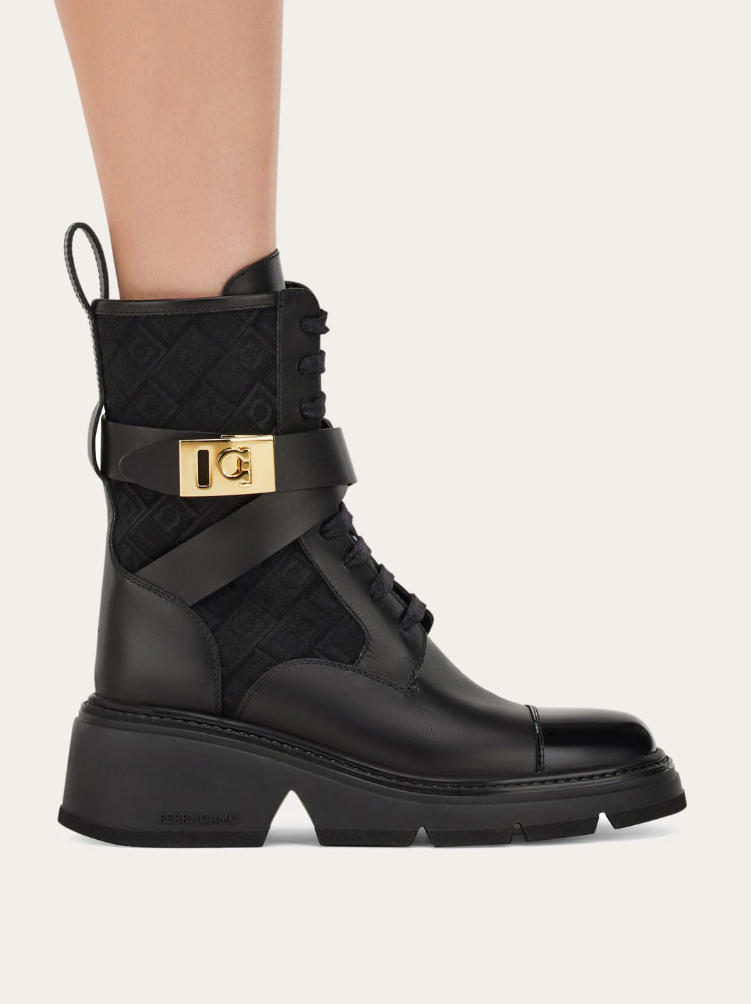 Ferragamo Monogram combat boot