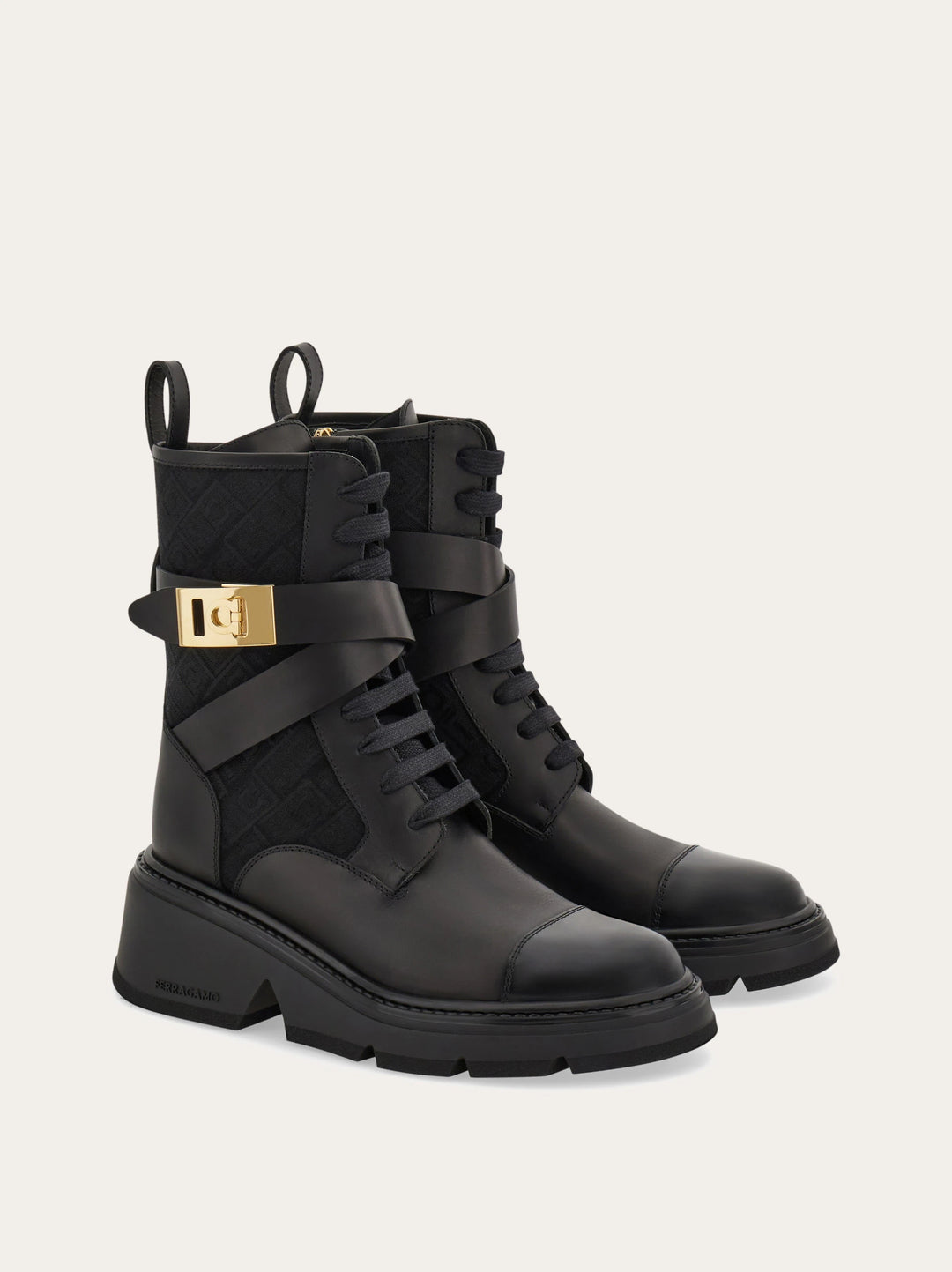 Ferragamo Monogram combat boot