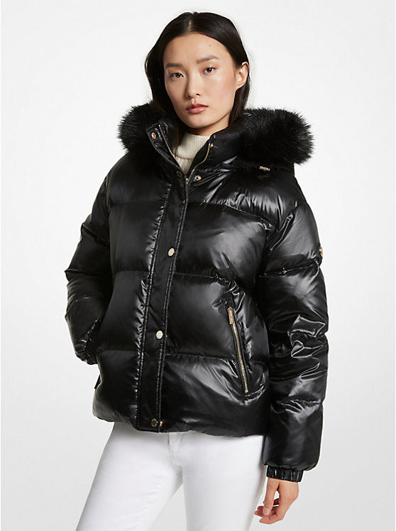 Michael Kors Faux Fur Trim Puffer Jacket