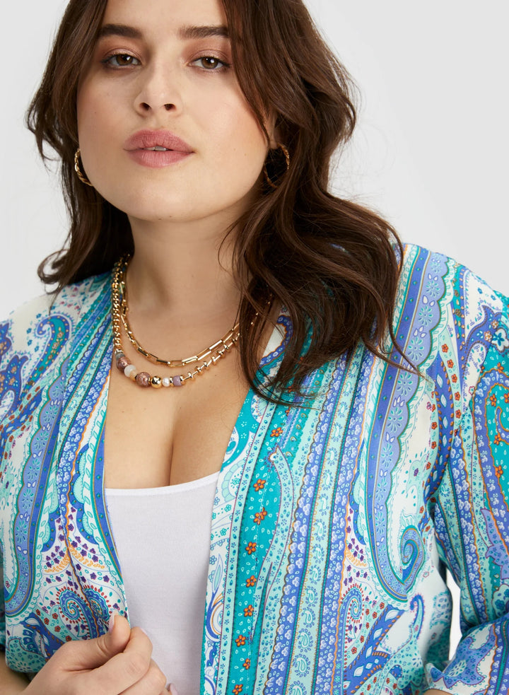 LAURA Paisley Print Open Front Tunic