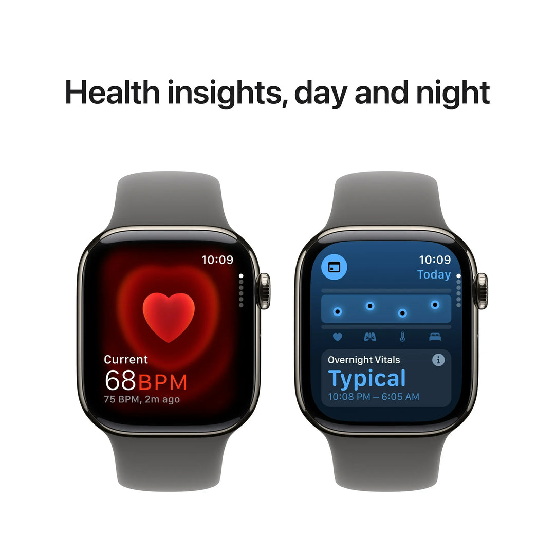 Apple Watch Series 10 GPS + Cellular 42mm Natural Titanium Case with Stone Gray Sport Band - M/L