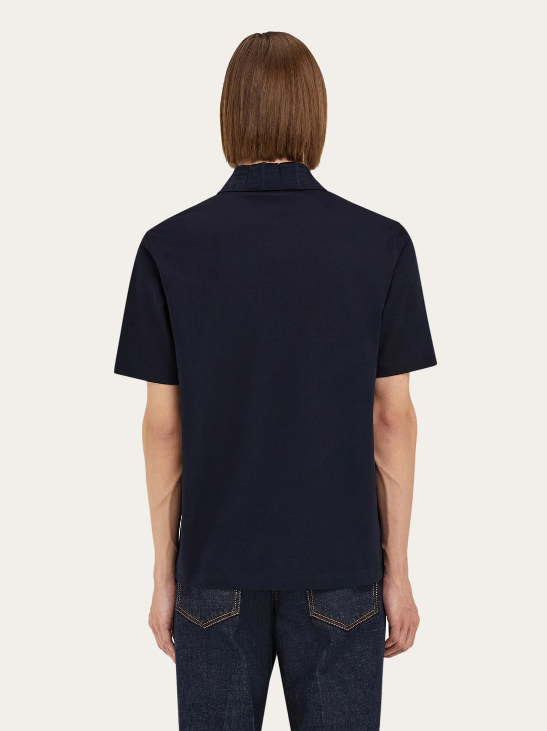 Ferragamo  V-neck polo with jacquard pocket detail