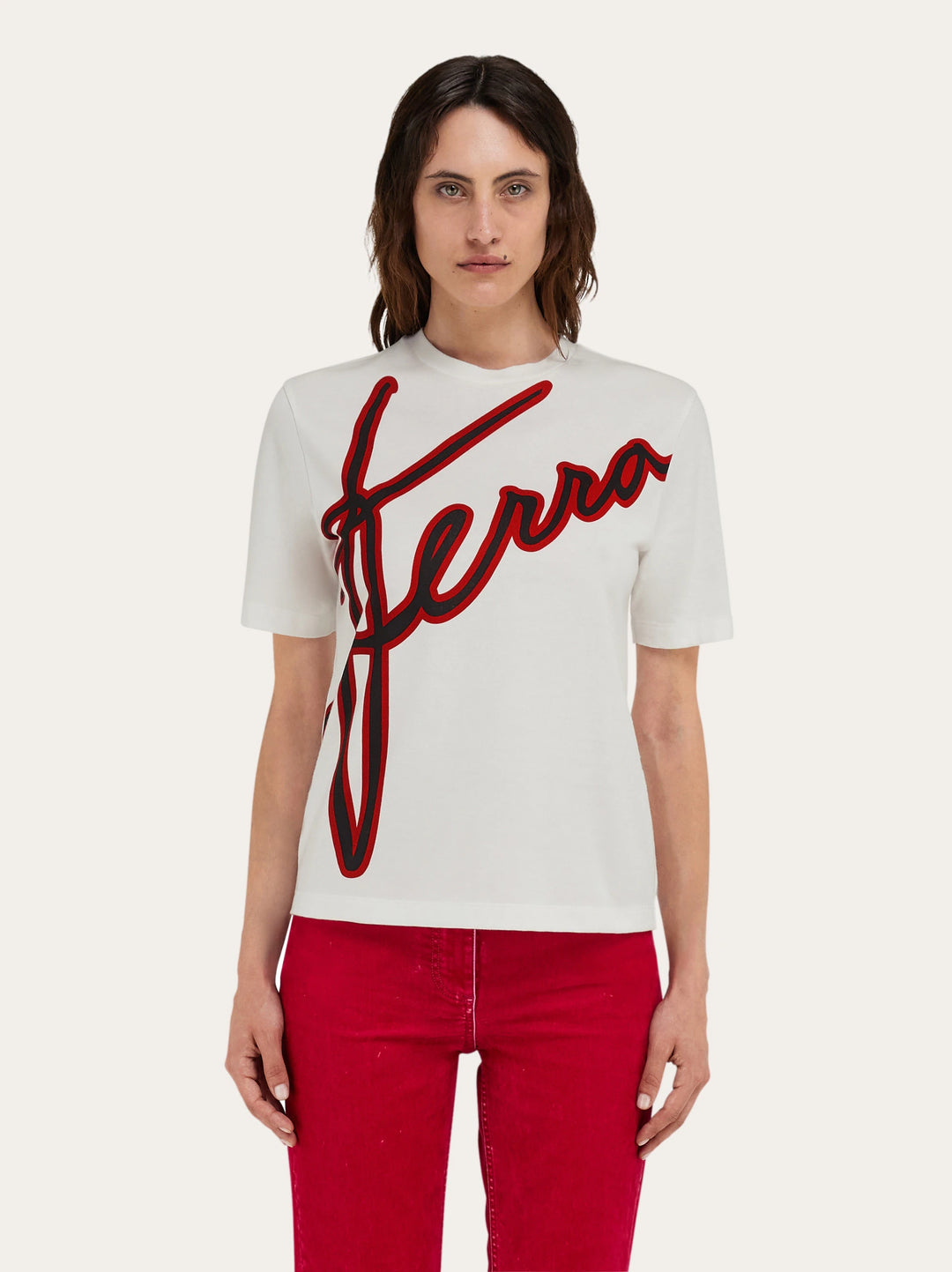 Ferragamo Short sleeved T-shirt with cursive logo detail