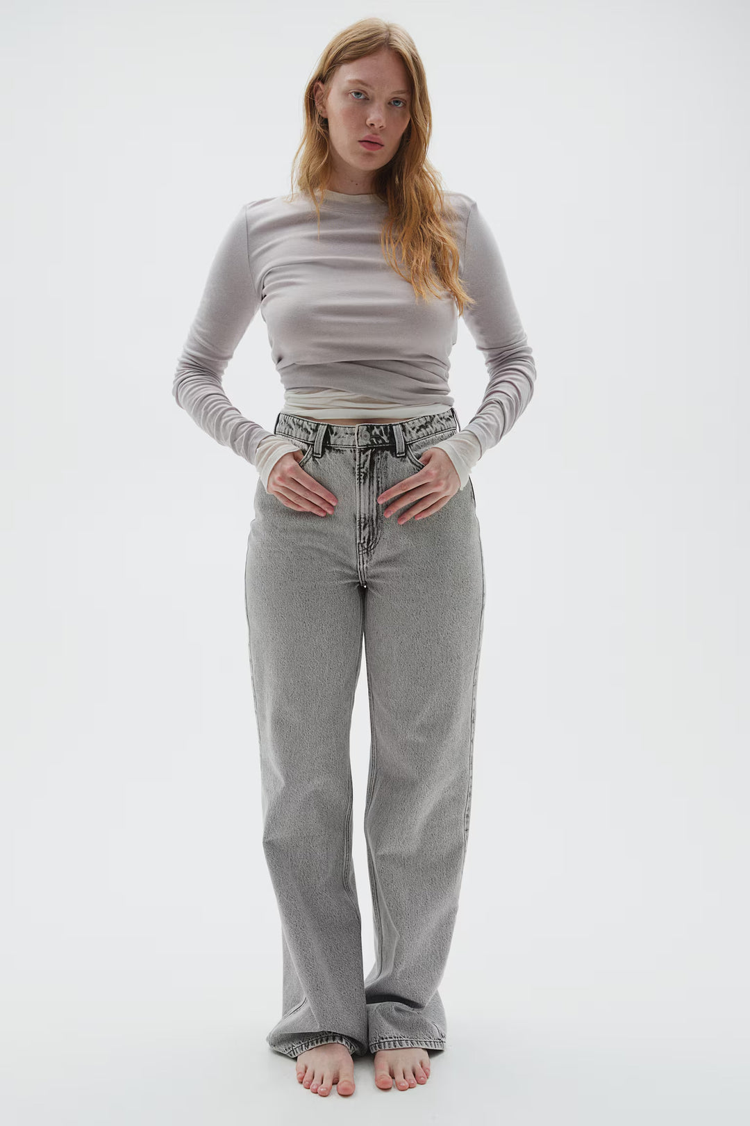 H&M Curvy Fit Wide Ultra High Jeans