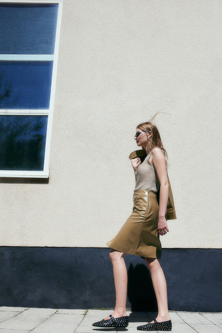 H&M Coated Pencil Skirt