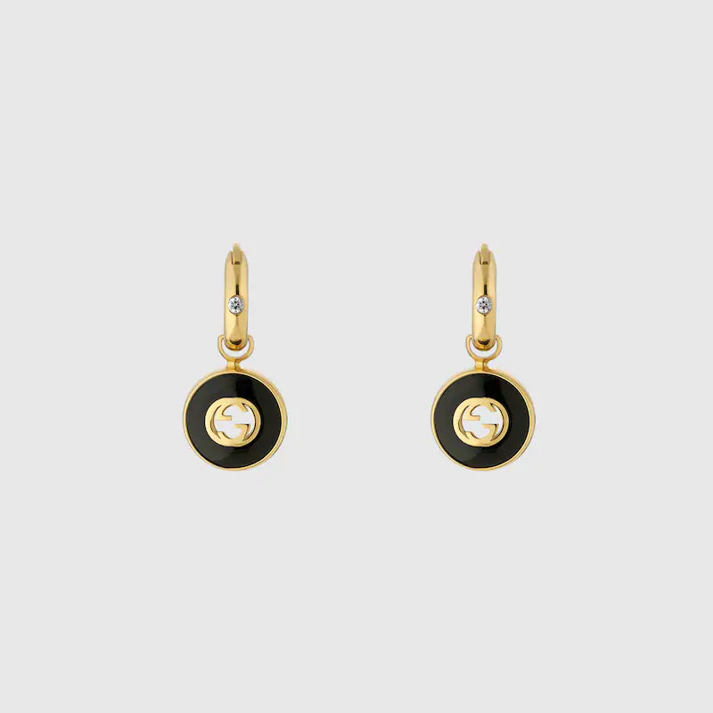 GUCCI INTERLOCKING 18K HOOP EARRINGS