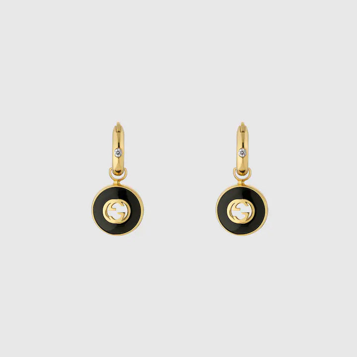 GUCCI INTERLOCKING 18K HOOP EARRINGS