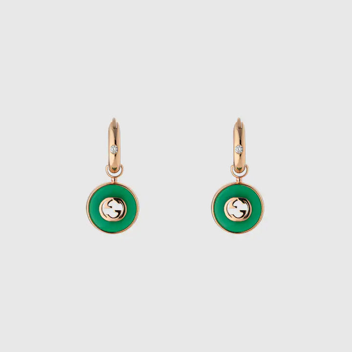 GUCCI INTERLOCKING 18K HOOP EARRINGS