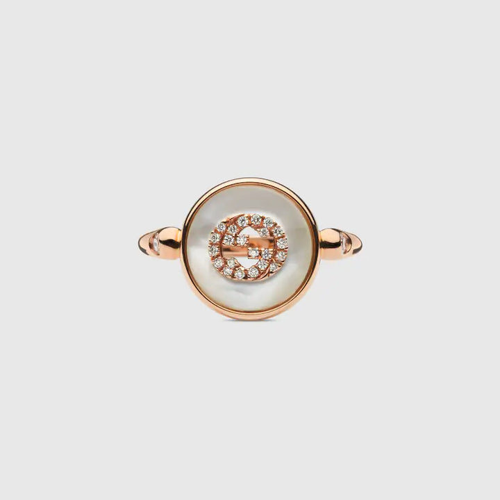 GUCCI INTERLOCKING 18K DIAMOND RING