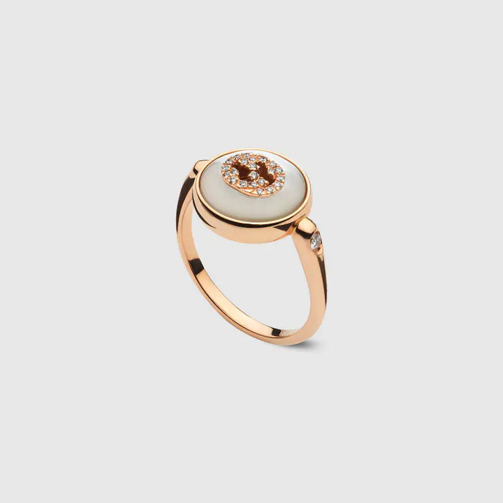 GUCCI INTERLOCKING 18K DIAMOND RING