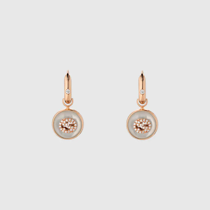 GUCCI INTERLOCKING 18K DIAMOND EARRINGS