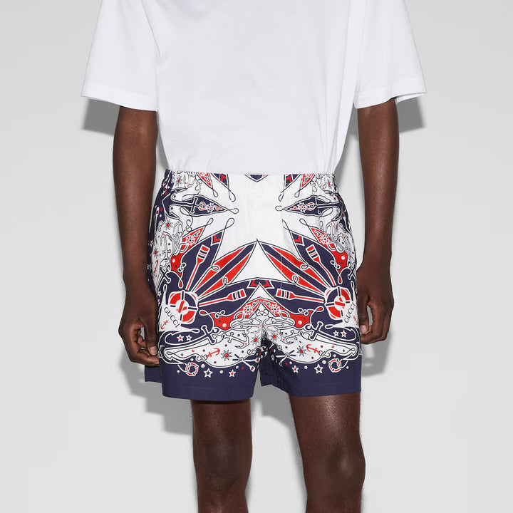 GUCCI GUCCI BANDANA PRINT COTTON SHORT