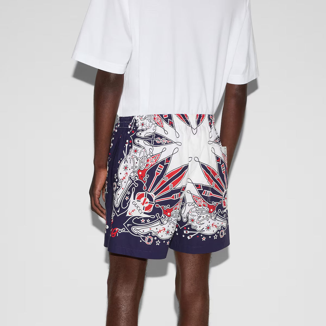 GUCCI GUCCI BANDANA PRINT COTTON SHORT