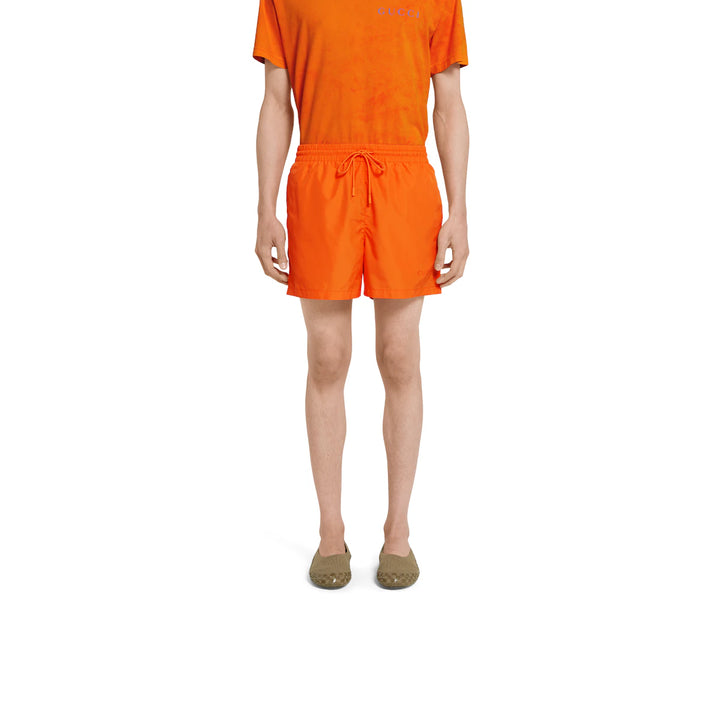 GUCCI PRINTED TECHNICAL POPLIN SWIM SHORT