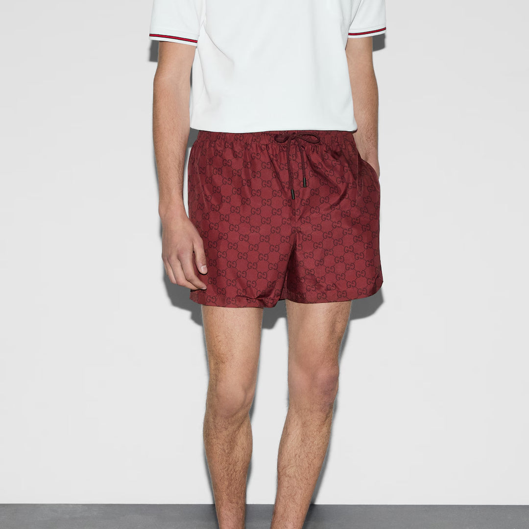 GUCCI PRINTED TECHNICAL POPLIN SWIM SHORT