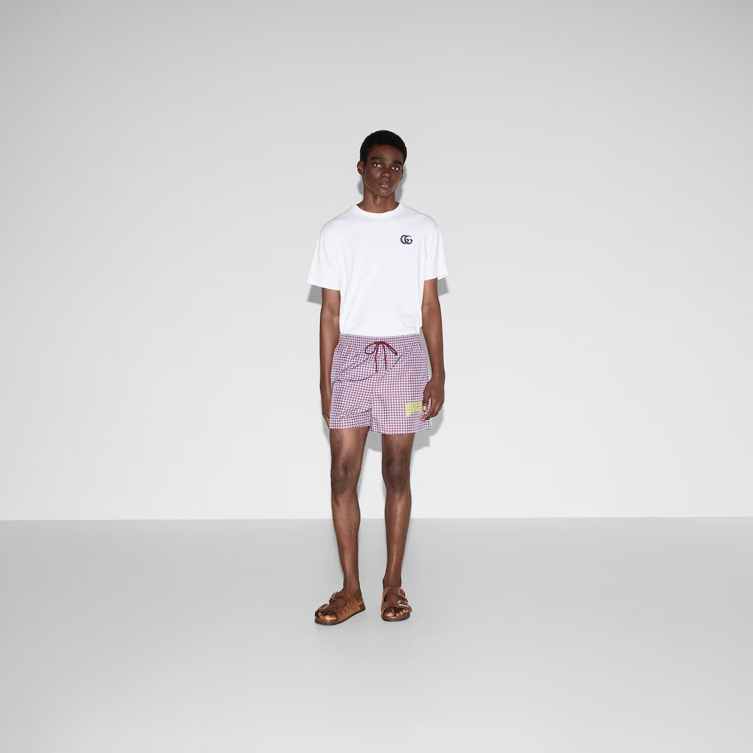 GUCCI PRINTED TECHNICAL POPLIN SWIM SHORT