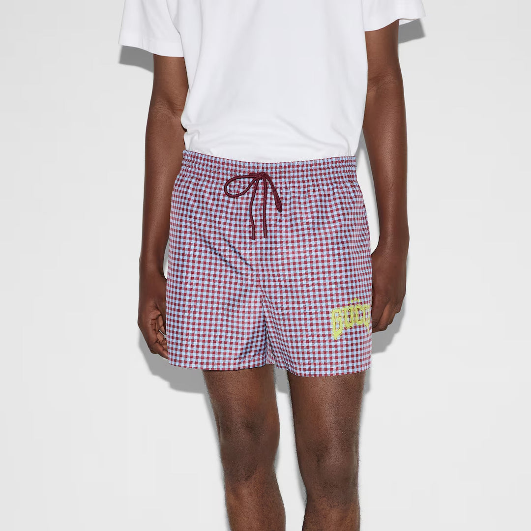 GUCCI PRINTED TECHNICAL POPLIN SWIM SHORT