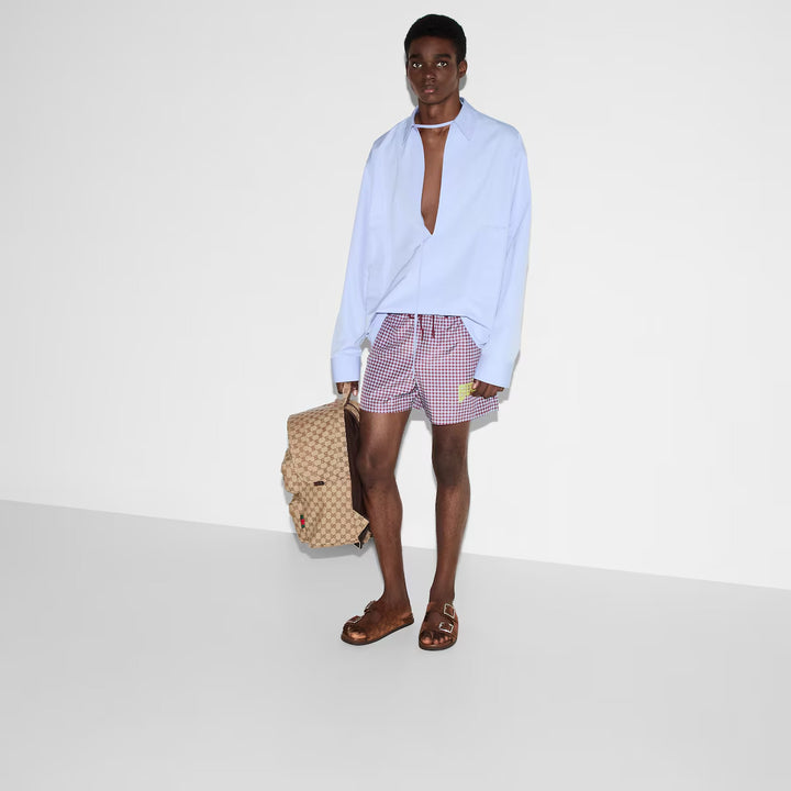GUCCI PRINTED TECHNICAL POPLIN SWIM SHORT