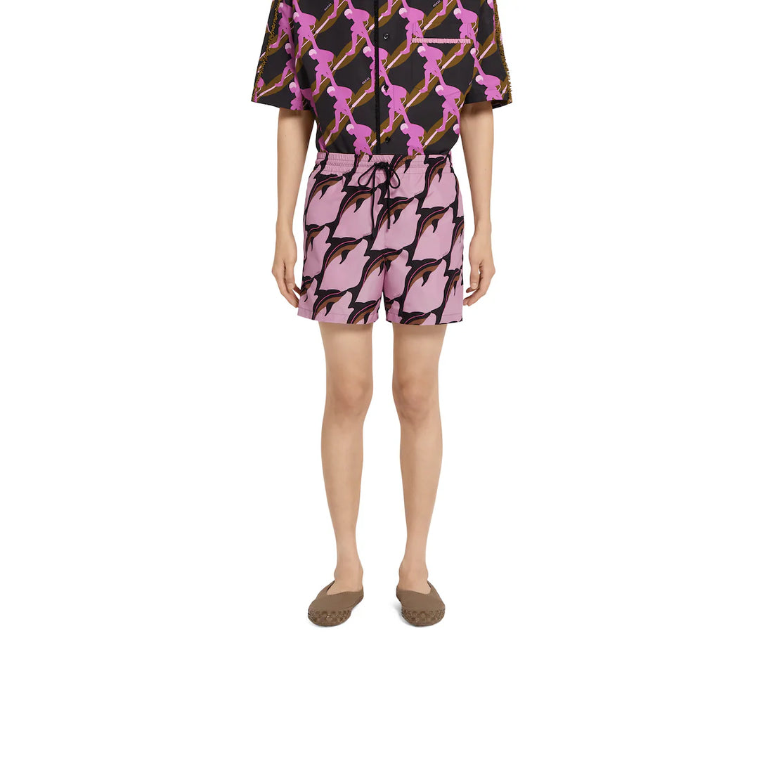 GUCCI PRINTED TECHNICAL POPLIN SWIM SHORT