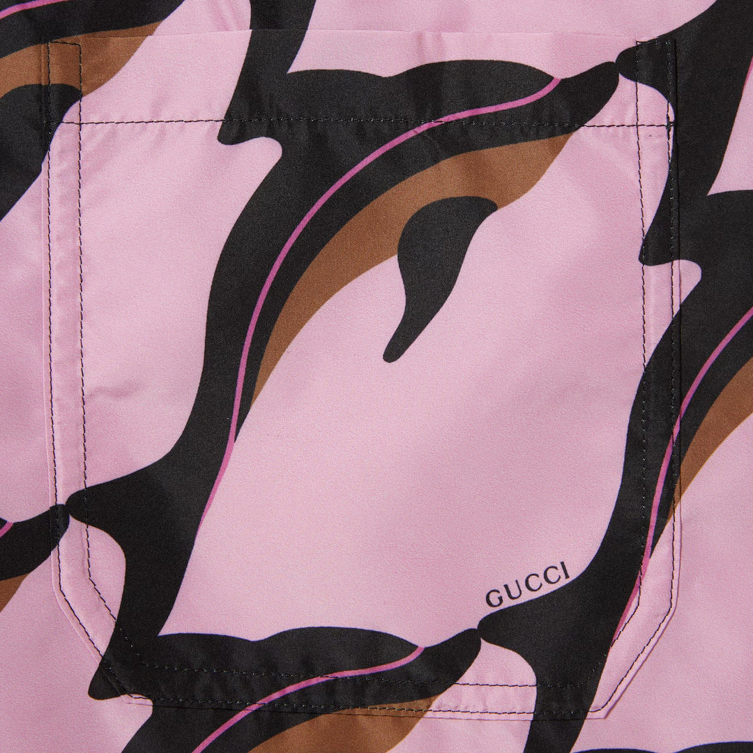 GUCCI PRINTED TECHNICAL POPLIN SWIM SHORT