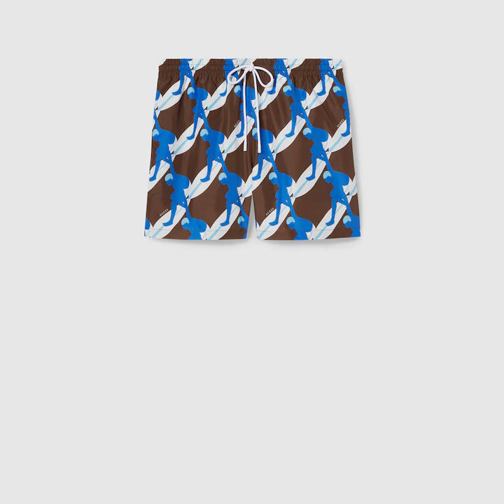GUCCI PRINTED TECHNICAL POPLIN SWIM SHORT