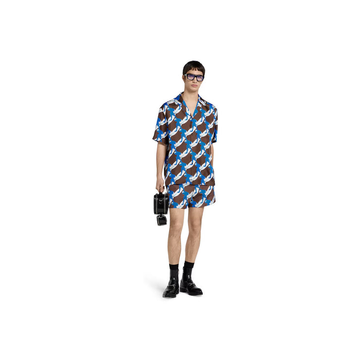 GUCCI PRINTED TECHNICAL POPLIN SWIM SHORT