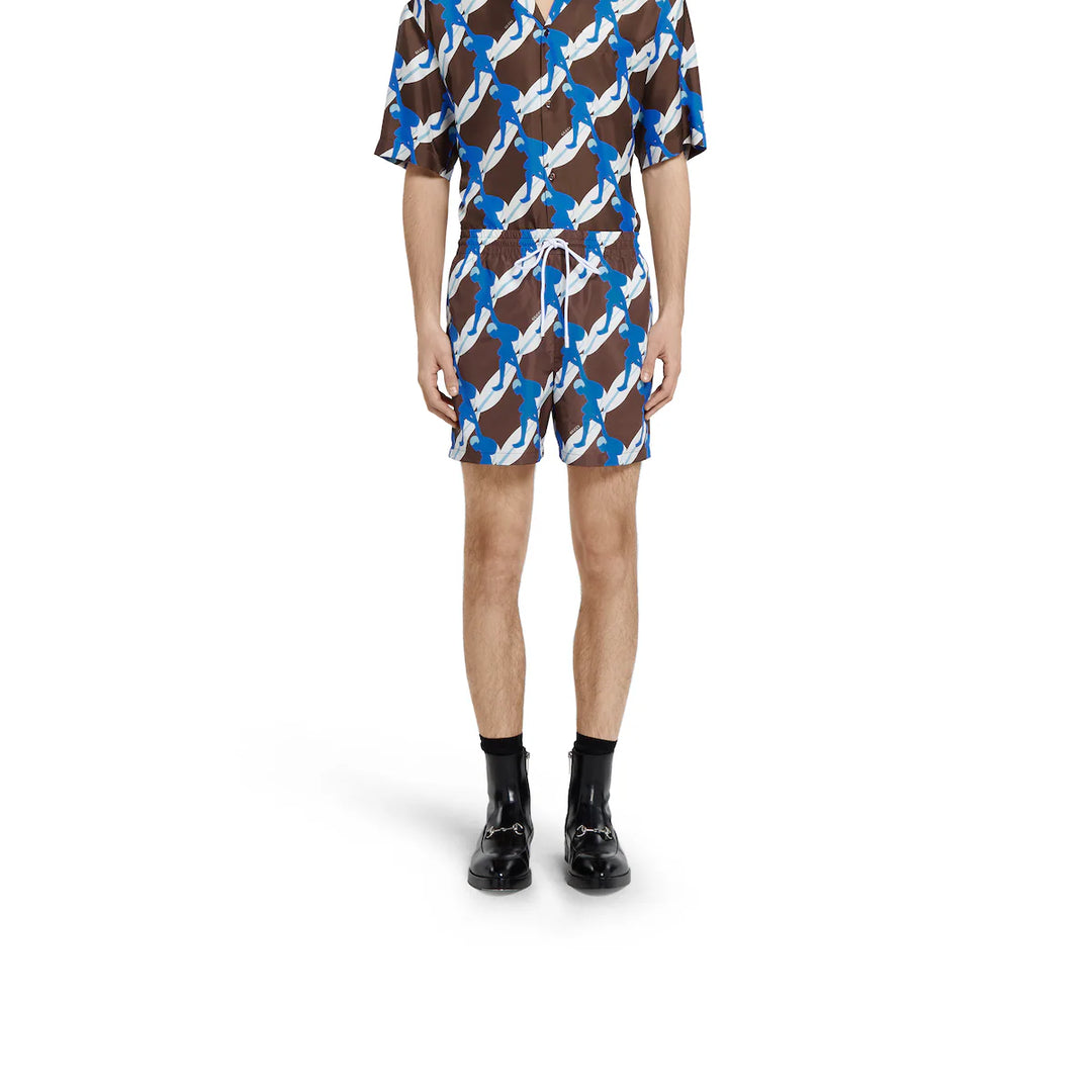 GUCCI PRINTED TECHNICAL POPLIN SWIM SHORT