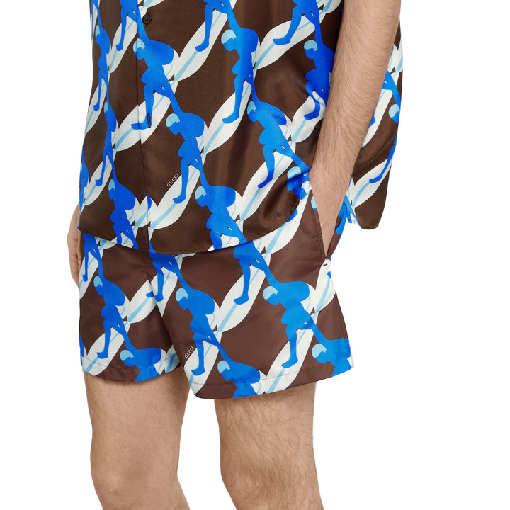 GUCCI PRINTED TECHNICAL POPLIN SWIM SHORT