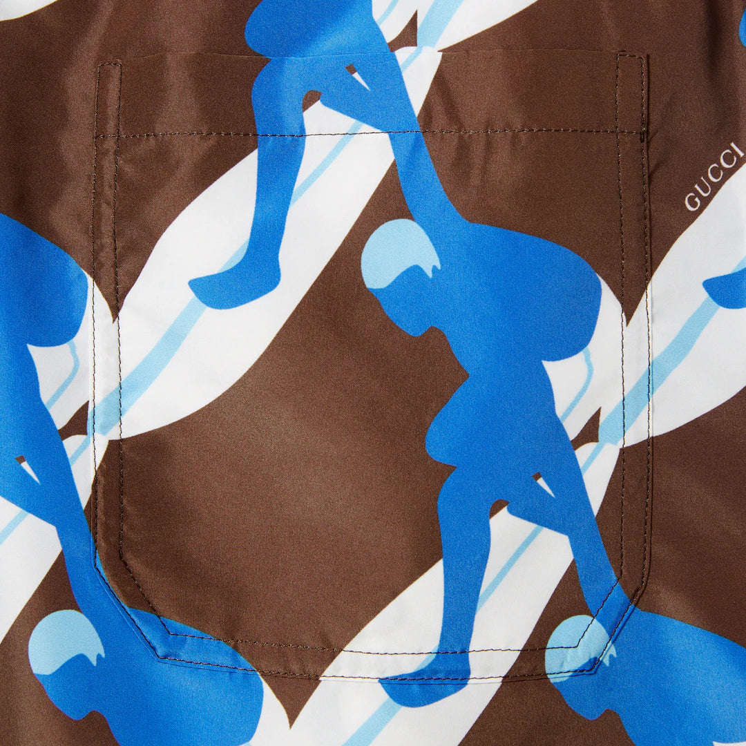 GUCCI PRINTED TECHNICAL POPLIN SWIM SHORT