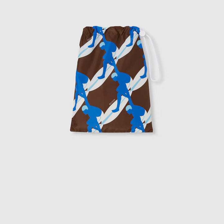 GUCCI PRINTED TECHNICAL POPLIN SWIM SHORT