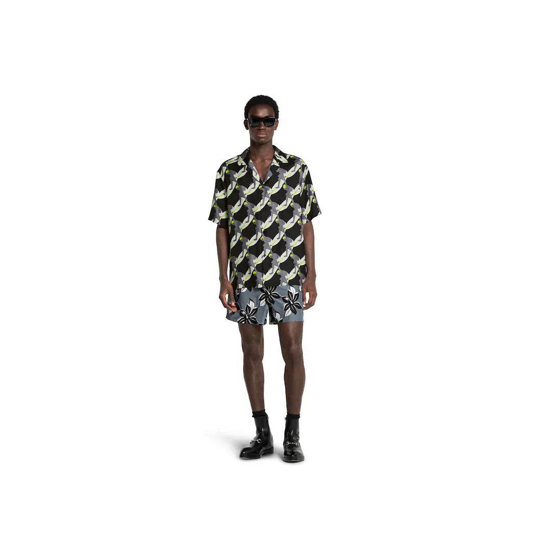 GUCCI PRINTED TECHNICAL POPLIN SWIM SHORT