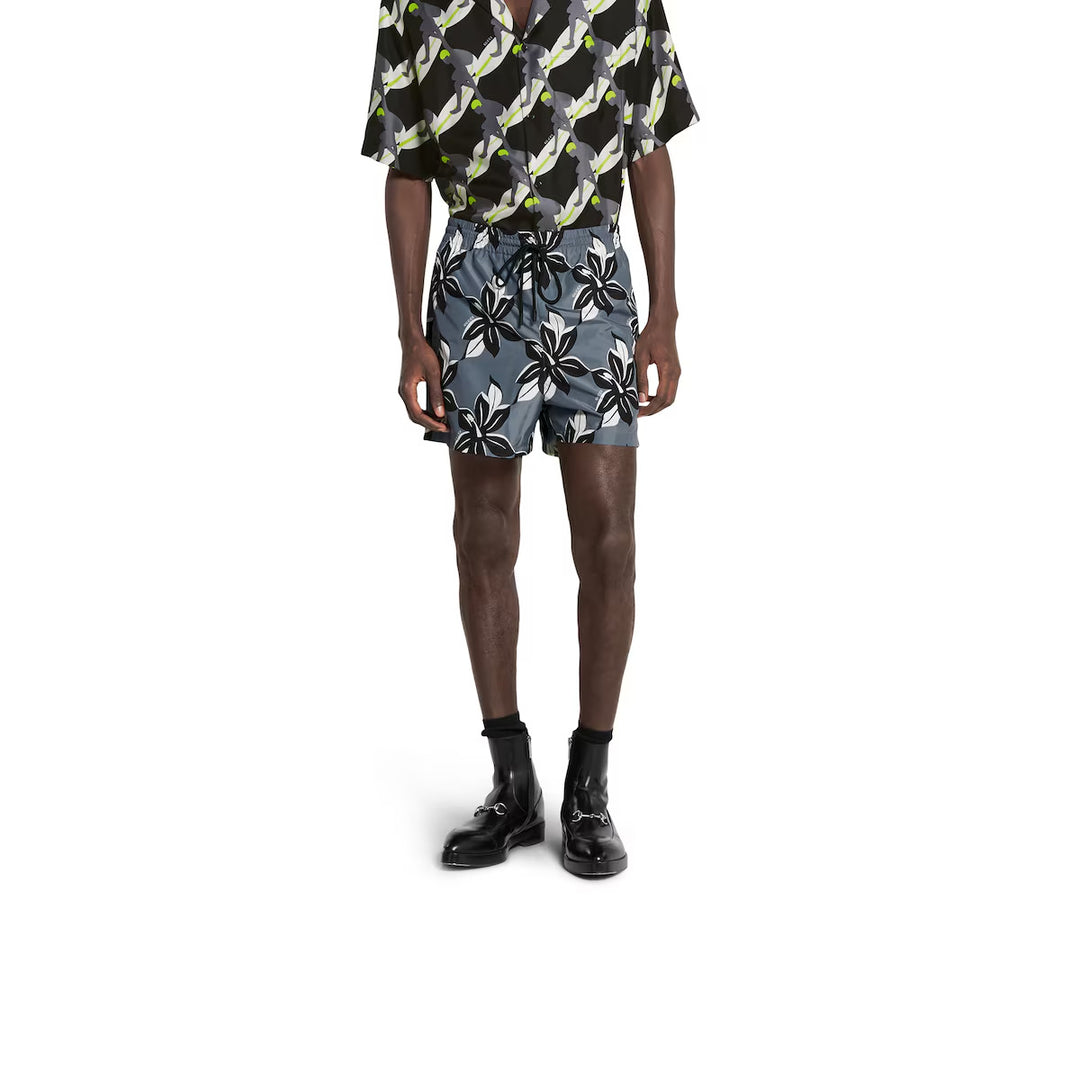 GUCCI PRINTED TECHNICAL POPLIN SWIM SHORT