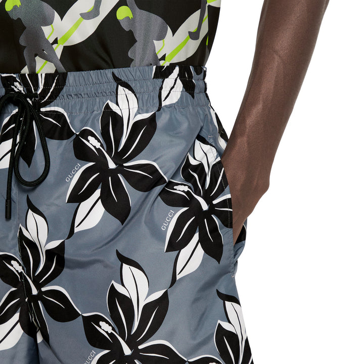 GUCCI PRINTED TECHNICAL POPLIN SWIM SHORT