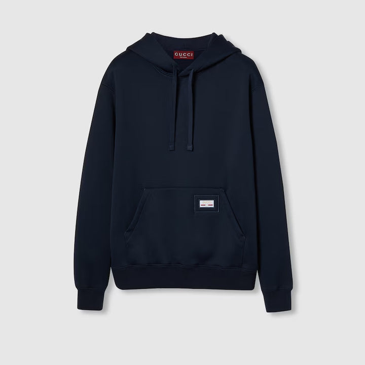GUCCI COTTON JERSEY HOODED SWEATSHIRT WITH EMBROIDERY