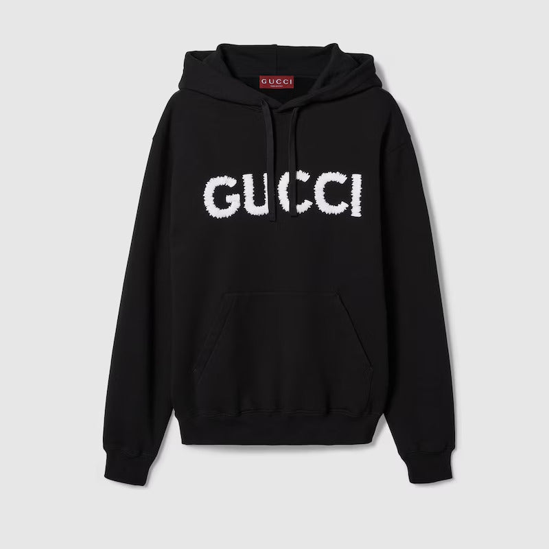 GUCCI COTTON JERSEY HOODED SWEATSHIRT WITH EMBROIDERY