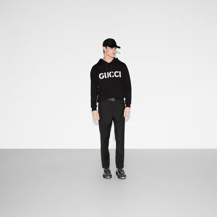 GUCCI COTTON JERSEY HOODED SWEATSHIRT WITH EMBROIDERY