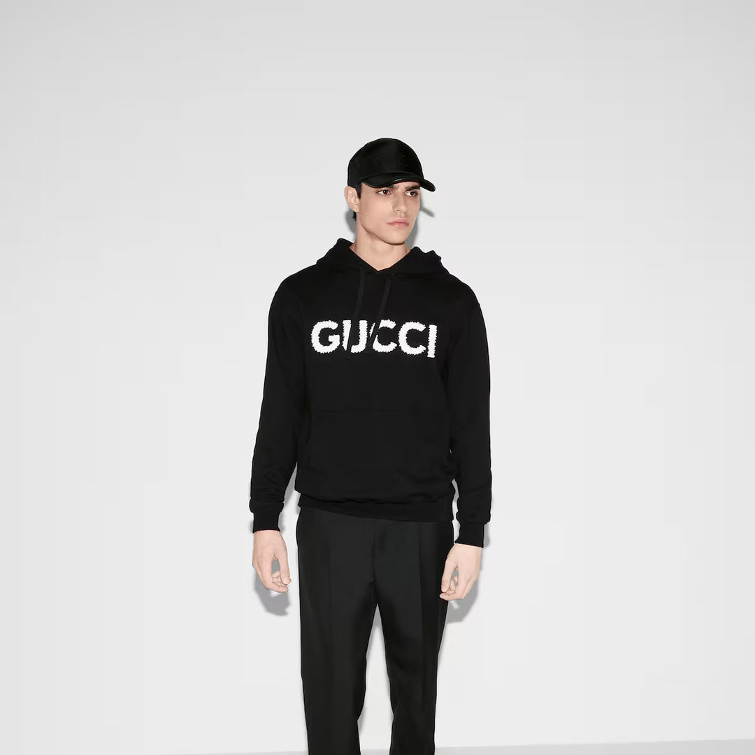 GUCCI COTTON JERSEY HOODED SWEATSHIRT WITH EMBROIDERY